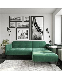 Monaco диван-кровать с шезлонгом, бархат зеленый 19 Top concept