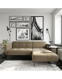Monaco диван-кровать с шезлонгом, бархат пепельно-бежевый 25 Top concept