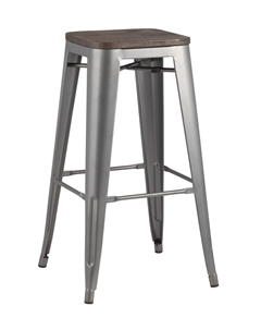 Стул барный TOLIX WOOD серебристый матовый Stool group