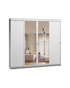 Шкаф-купе Эконом-4-260-240 Белый 2 зеркала Диван.ру