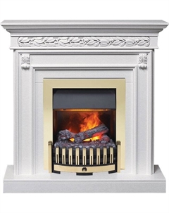 Каминокомплект Valletta - Белый (Ширина 1040 мм) с очагом Danville Brass FB2 Dimplex