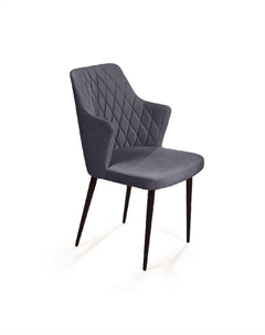 Стул с подлокотниками Hunt, бархат серый 27 / чёрный конус Top concept