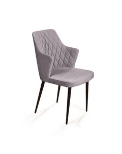 Стул с подлокотниками Hunt, бархат светло-серый 26 / чёрный конус Top concept