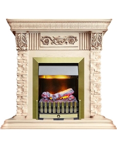 Каминокомплект Luxemburg (каменный) - Сланец/Cлоновая кость с патиной с очагом Danville Antique Brass FB2 Dimplex
