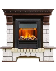 Каминокомплект Pierre Luxe угловой - Темный дуб / Белый (Высота 1020мм) с очагом Brookline Black Dimplex