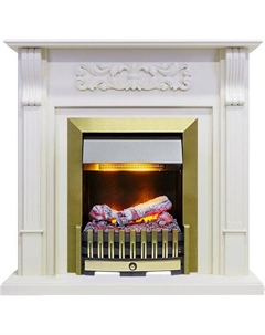 Каминокомплект Venice - Фактурный белый с очагом Danville Antique Brass FB2 Dimplex