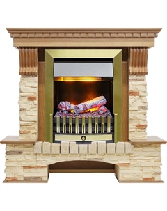 Каминокомплект Pierre Luxe - Дуб / Сланец с очагом Danville Antique Brass FB2 Dimplex