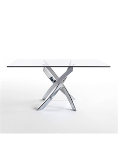 Стол обеденный прямоугольный F2133 /1061 стекло 140x95 с ножками из нержавеющей стали Angel cerda