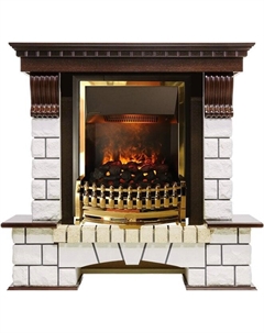 Каминокомплект Pierre Luxe - Темный дуб / Белый (Высота 1020мм) с очагом Atherton Dimplex