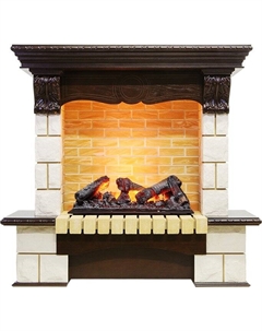 Каминокомплект Pierre Luxe угловой - Темный дуб / Шампань (Высота 1035мм) с очагом Cassette 600 NH Dimplex