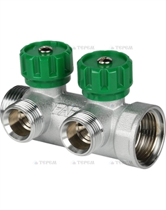 Фитинг. Коллектор регулирующий FAR 3/4, 3 отв. 1/2 плоское подключ. (межосев. 45 мм) Италия