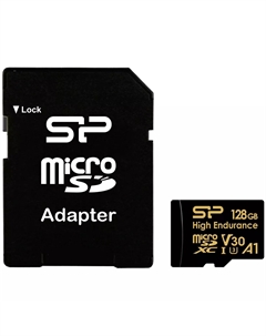 Карта памяти 128Gb microSDHC Golden Series High Endurance Class 10 UHS-I U3 V30 A1 + адаптер (SP128GBSTXDV3V1HSP) Silicon power