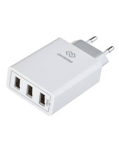 Сетевое зарядное устройство Digma DGWC-3U-5A-WG, 3xUSB, 2.1A, белый