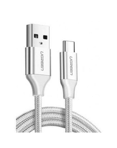 Кабель USB(Am)-USB Type-C(M), быстрая зарядка, 3А, 3 м, серебристый, UGREEN US288 (60409) Ugreen