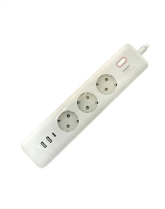 Сетевой фильтр CD286, 3-розетки, 2xUSB, 1xUSB Type-C, 2 м, белый (25357) Ugreen