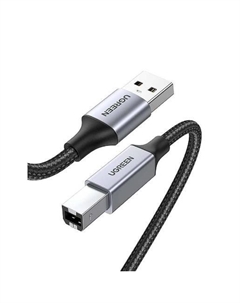 Кабель USB(Am)-USB(Bm), экранированный, 2 м, серый/черный, US369 (80803) Ugreen