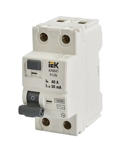 Дифференциальный автомат ВДТ R10N 2P C40 А 30 мА 10 кА AC AR-R10N-2-040C030 Iek