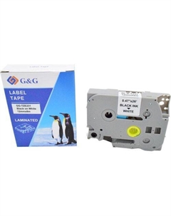 Картридж G&G GG-TZE231, 12мм, черный шрифт, белый фон, 8м ( GG-TZE231 G&g