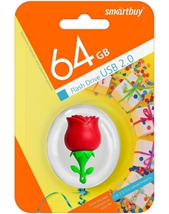 Флешка 64Gb USB 2.0 Wild series Роза, зеленый/красный (SB64GBRose) Smartbuy