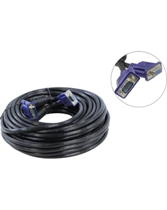 Кабель VGA(15M)-VGA(15F), ферритовый фильтр, 20 м, черный (VVG6460-20M) Vcom