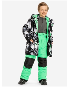 Пальто зимнее непромокаемое с капюшоном и вшитыми бретелями мультицвет для мальчика, Черный Button blue