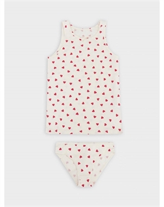 Комплект для девочек белый в сердечки: майка, трусы Mark formelle