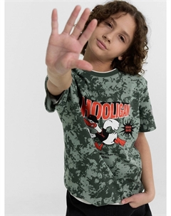 Футболка для мальчиков зеленая в стиле миллитари с принтом и надписью Mark formelle