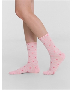 Носки женские высокие розовые без резинки с узором Mark formelle