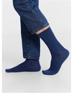 Носки мужские длинные синие с узором в виде мелких ромбиков Mark formelle