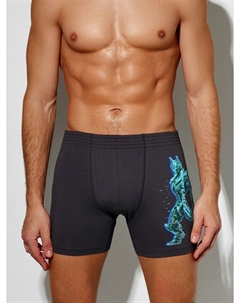 Трусы боксеры мужские удлиненные серые с принтом Mark formelle