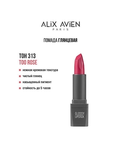 Помада для губ Lipstick glossy с глянцевым финишем Alix avien