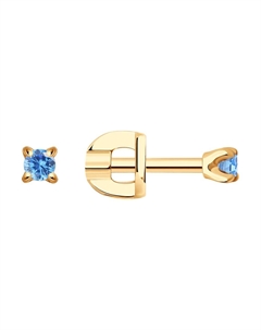 Серьги-пусеты из золота с голубыми фианитами Sokolov