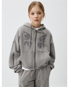 Толстовка оверсайз с вышивкой для девочек Sela