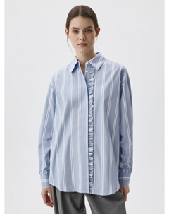 Рубашка оверсайз в полоску с оборками Sela