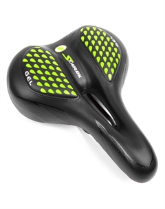 Седло велосипедное, 275*200 мм, гелевое, черный с зеленым, VS 127 gel green Vinca sport