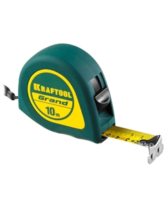Рулетка с ударостойким корпусом ABS и противоскользящим покрытием GRAND 10 м / 25 мм Kraftool