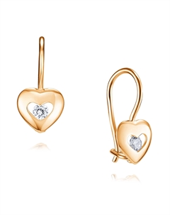 Серьги из красного золота с фианитом из золота Адамас