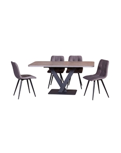 Стол Chester раздвижной (120+40) камень темный, опоры черные Top concept