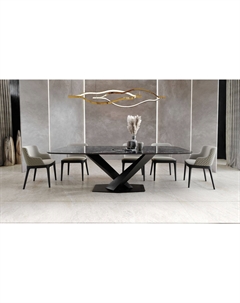 Стол Toros 180 овальный, керамика глянцевая черная Top concept