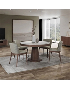 Стол круглый обеденный Bilbo (110+40), керамика матовая белая Top concept