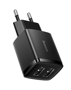 Сетевое зарядное устройство BASEUS Compact Charger 2U 10.5W CCXJ010201 10.5 Вт, 2xUSB, EU, черный (CCXJ010201) Baseus
