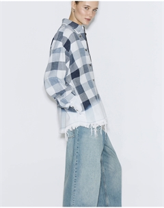 Рубашка с эффектом варки на молнии синего цвета 2mood