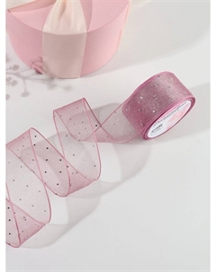 Лента капроновая, со стразами, 38 мм × 9,1 ± 0,5 м, цвет пудровый Арт узор