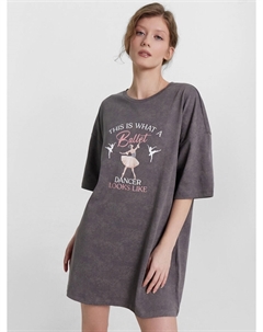 Туника женская серая с принтом и надписью Mark formelle