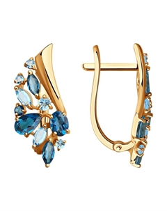 Серьги из золота с голубыми и синими топазами Sokolov