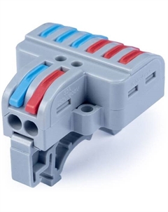 Клемма соединительная MX-623D универсальная проходная 2-6 полюса с рычагом на DIN-рейку 0,08-2,5/4,0 (1шт) Cabeus