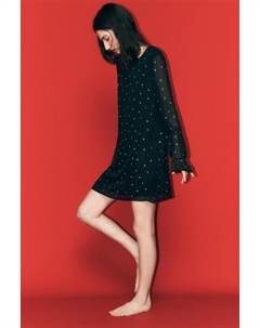 Платье-трапеция мини шифоновое со стразами Befree