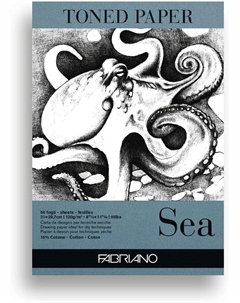 Альбом с тонированной бумагой "" 21х29,7 см 50 л 120 г, цвет морской Fabriano