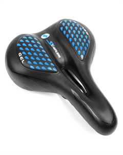 Седло велосипедное, 275*200 мм, гелевое, черный с синим, VS 127 gel blue Vinca sport