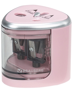 Точилка электрическая DUAL, для 2 диаметров карандашей, 4 батарейки АА, розовая (270579) Brauberg